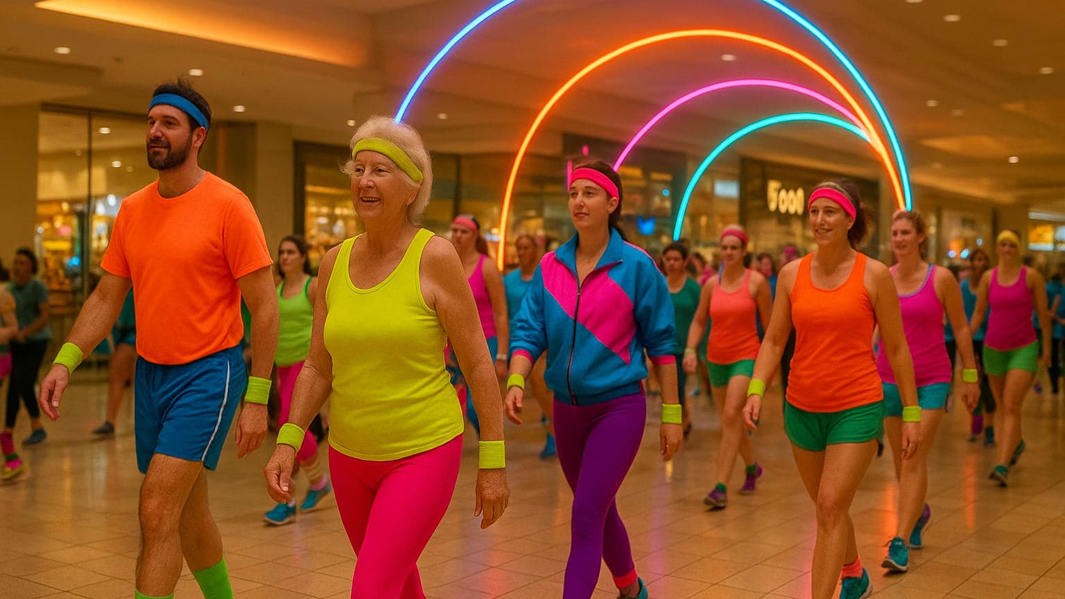 Portland Mall Walkers Turn Exercise Into Neon Performance Art