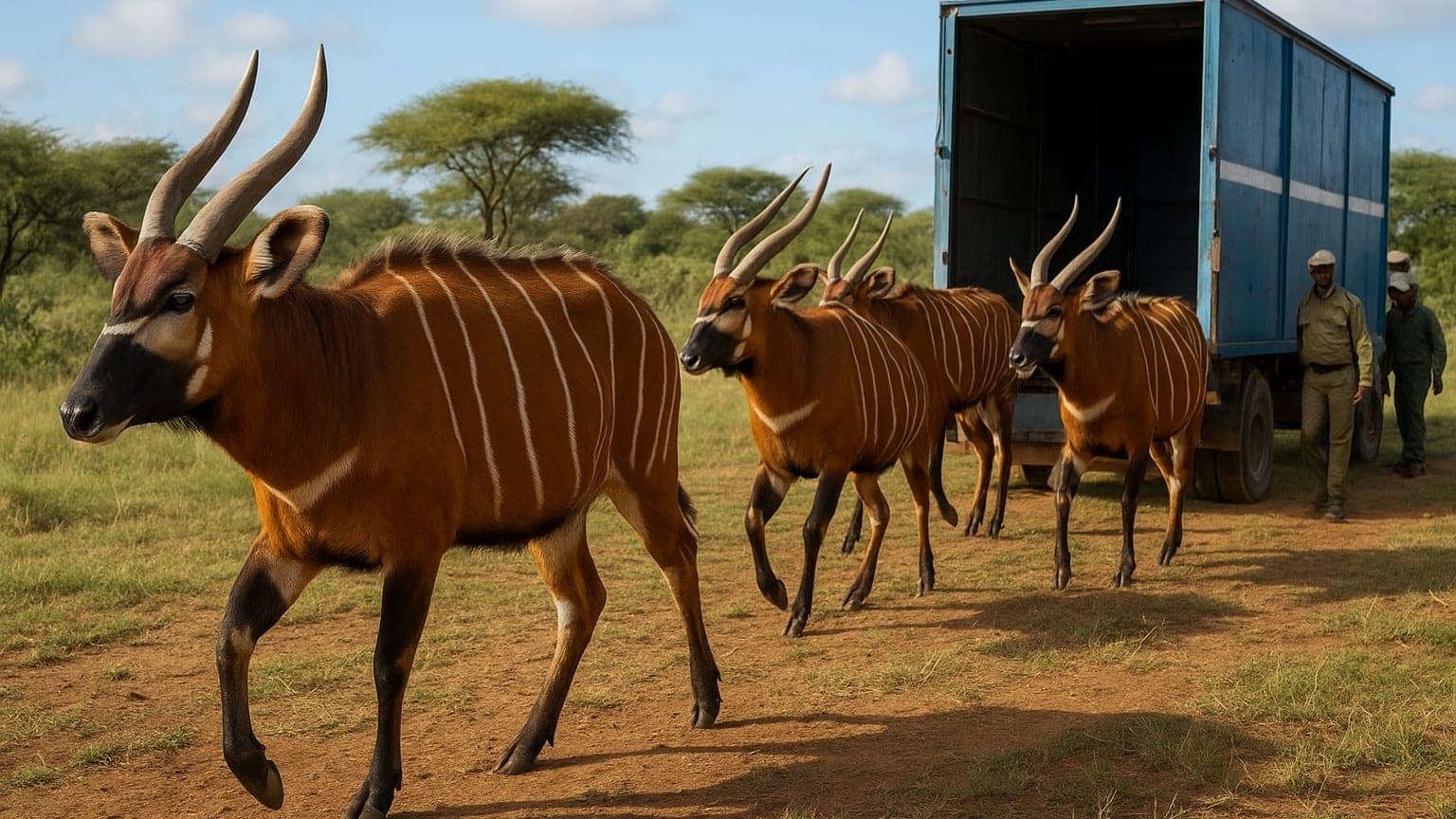 Four Rare Bongos Arrive in Kenya From European Zoos