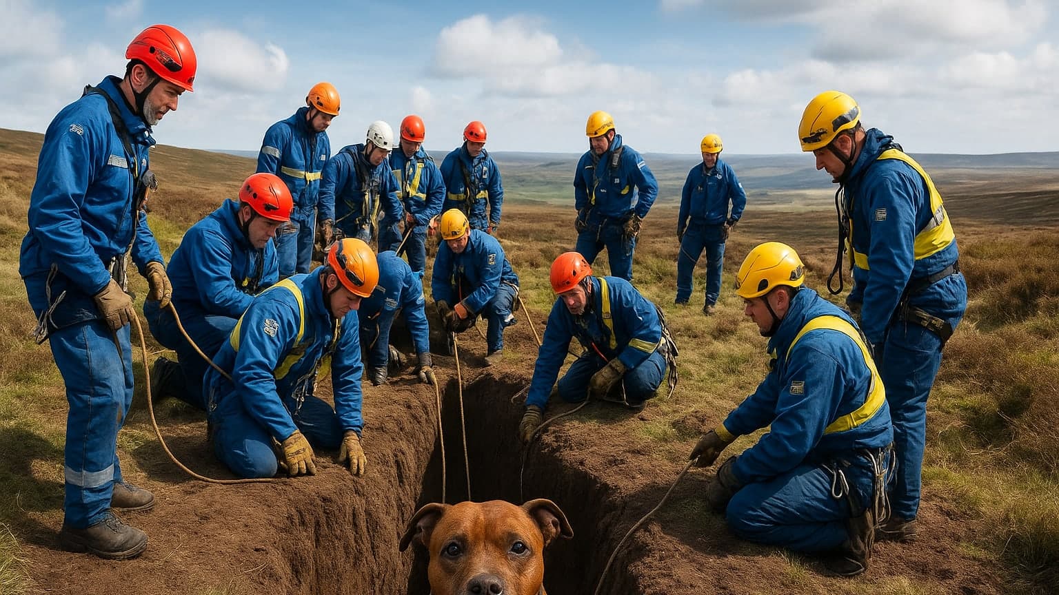 Eighteen Rescuers Save Dog Trapped 21 Feet Underground