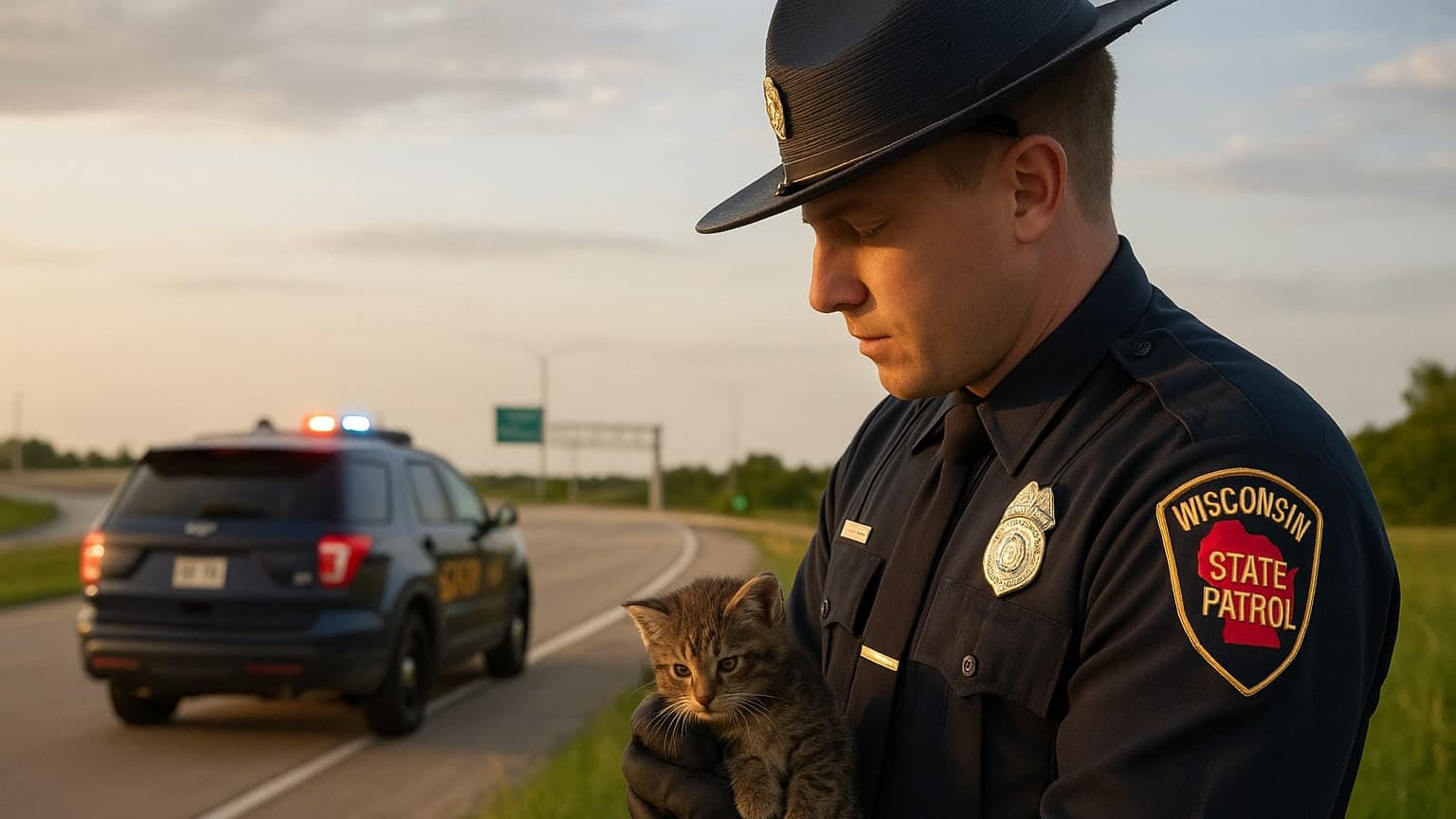 Wisconsin Trooper Adopts Kitten Thrown From Moving Vehicle
