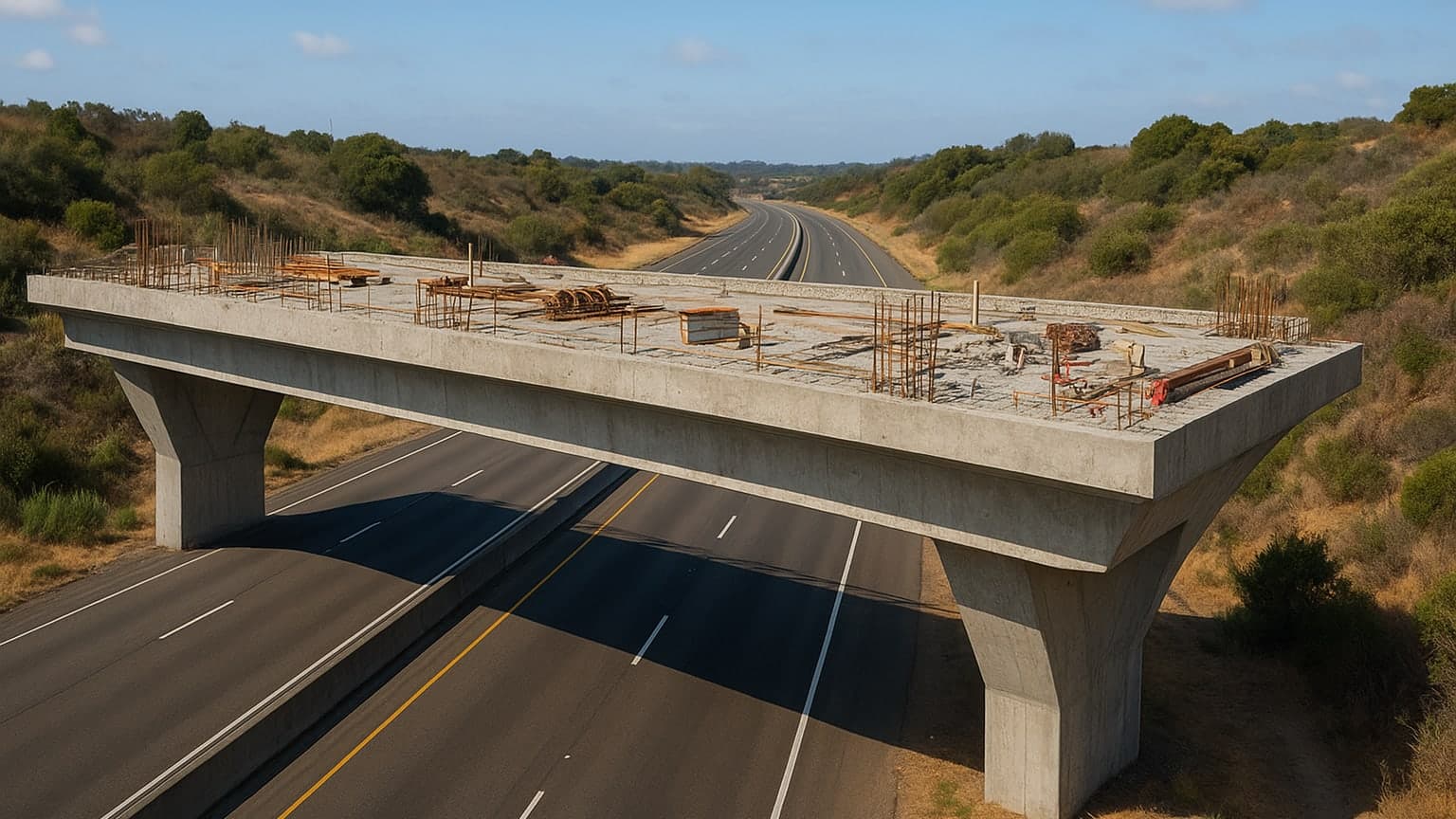 Mule Deer Cross Unfinished Wildlife Bridge Over I-97