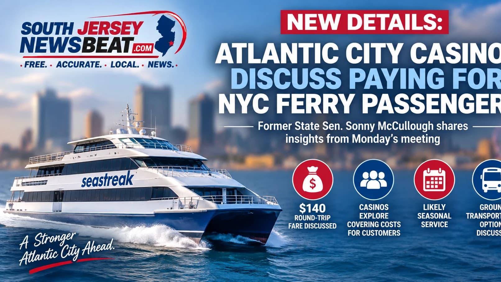 Atlantic City Casinos Discuss Paying for NYC Ferry Passengers as New Details Emerge