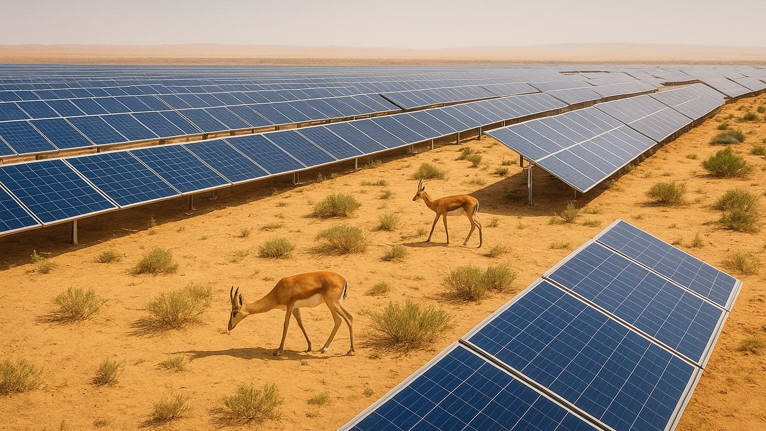 Solar Farm Becomes Unlikely Haven for Threatened Gazelles