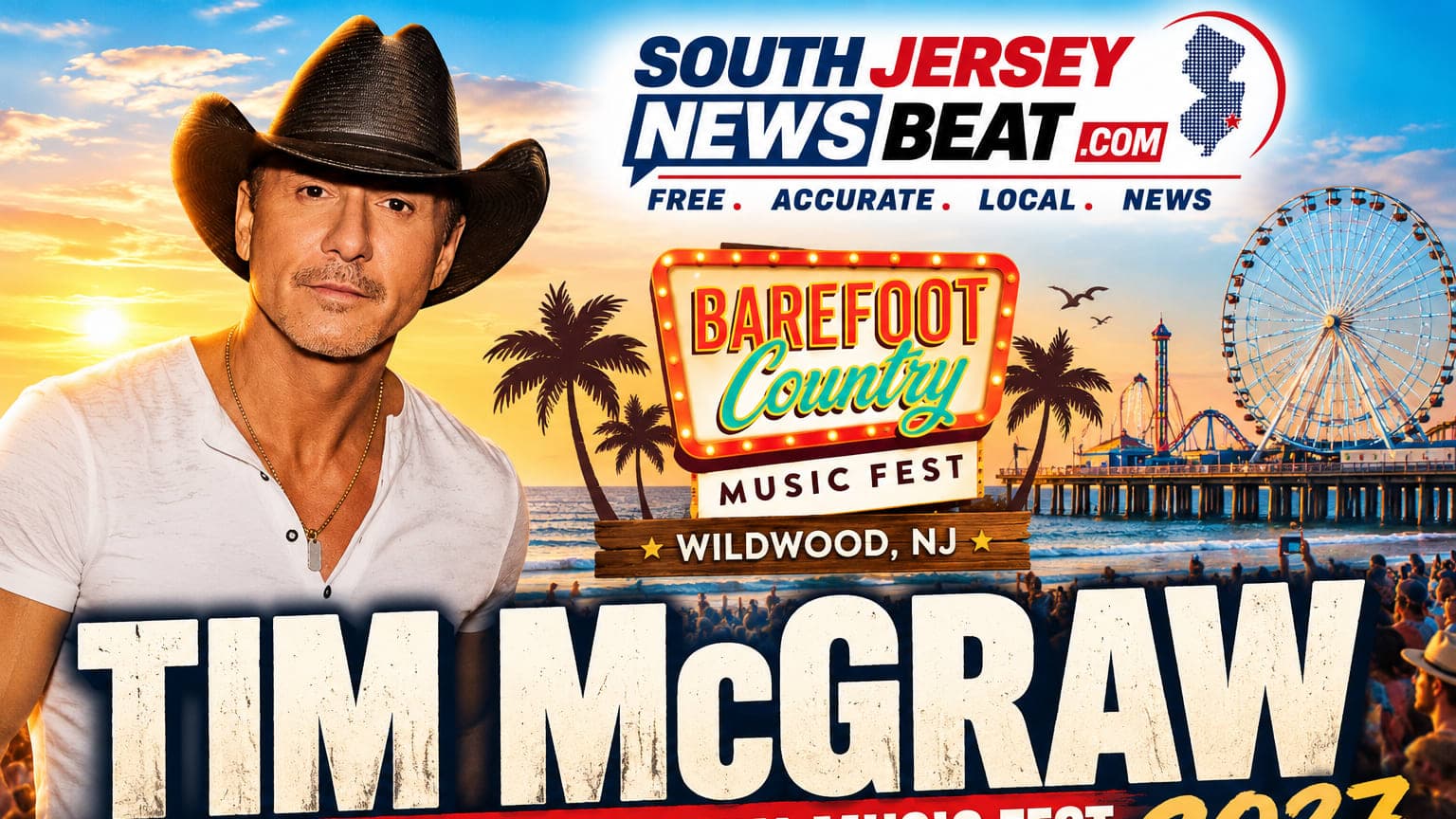 Tim McGraw Joins Barefoot Country Music Fest 2027, Completing Star-Studded Wildwood Headlining Lineup