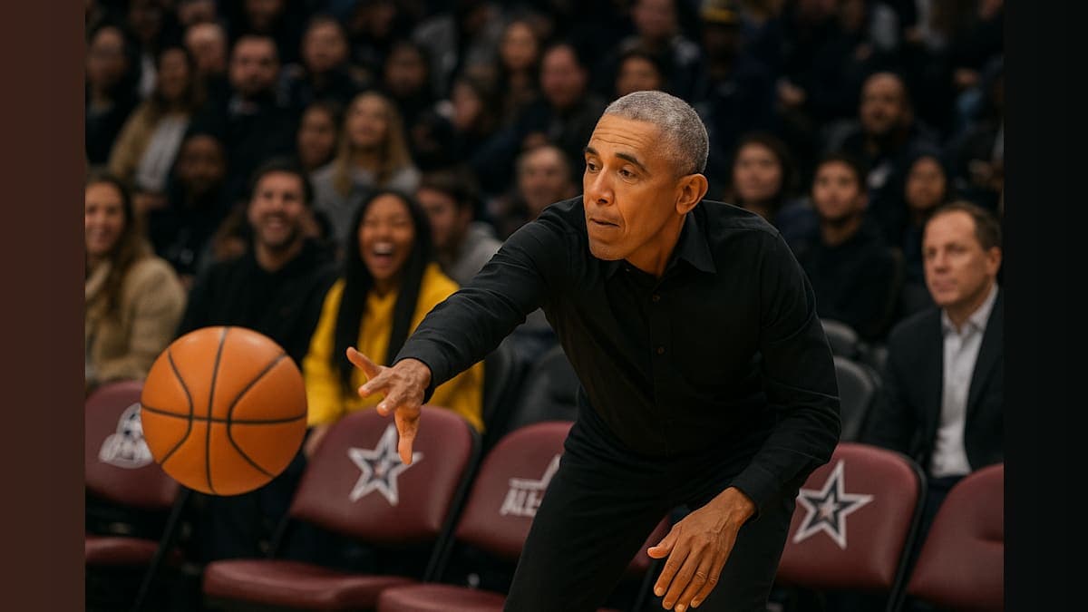 Former President Barack Obama Displays Quick Reflexes at NBA All-Star Game