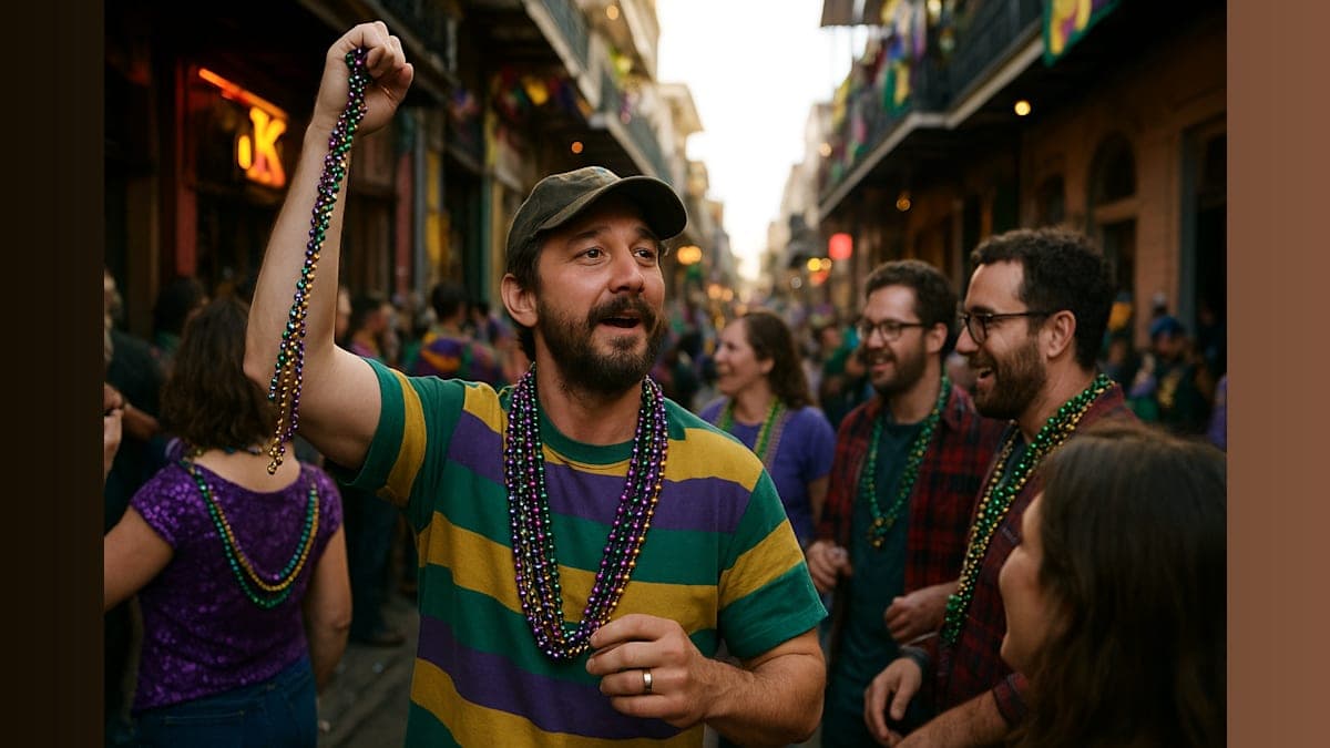 Actor Shia LaBeouf Immerses Himself in New Orleans Lundi Gras Festivities