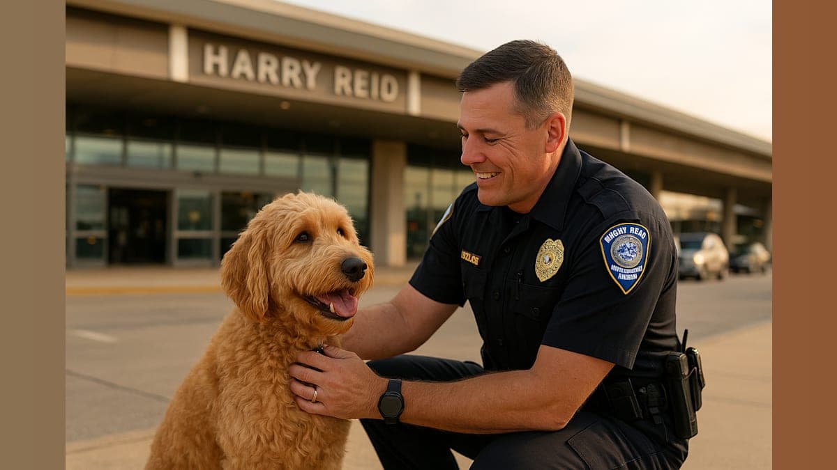 Las Vegas Airport Officer Adopts Abandoned Goldendoodle After Owner's Arrest
