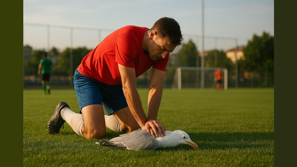Amateur Soccer Player Performs CPR on Seagull After Goalkeeper's Errant Kick