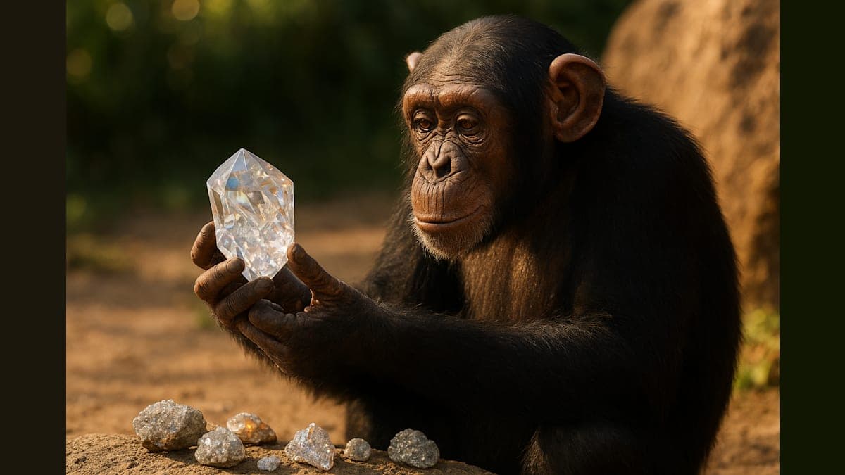 Chimpanzees Show Surprising Attraction to Shiny Crystals
