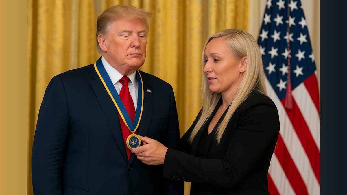 Olympic Bobsledder Awards Trump Rare Medal at White House