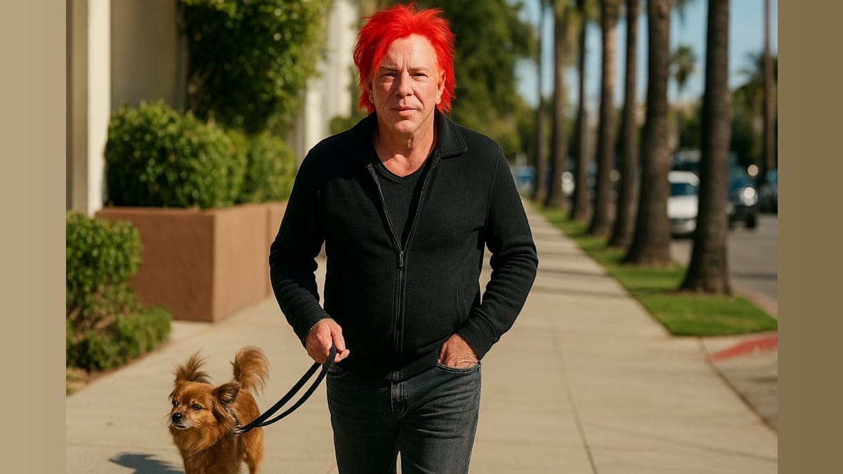Actor Mickey Rourke Debuts Bold Red Hair After Eviction
