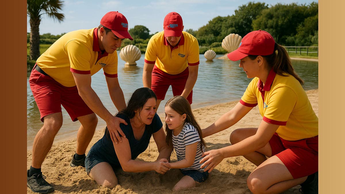 Quick-Thinking Theme Park Workers Rescue Pair from Sand Trap