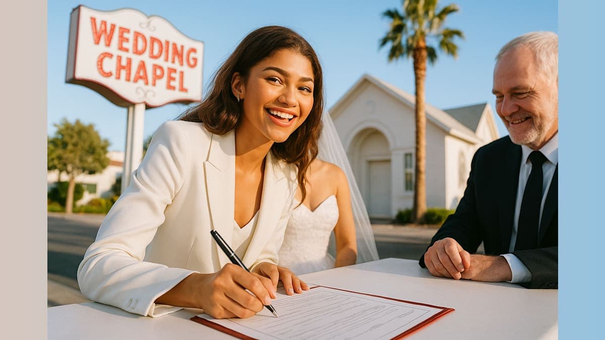 Zendaya Hints at Last Name During Vegas Chapel Visit