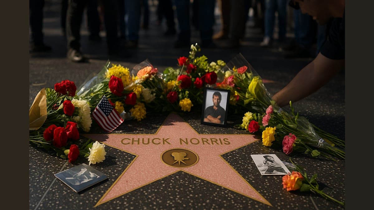 Fans Create Memorial at Chuck Norris Hollywood Star