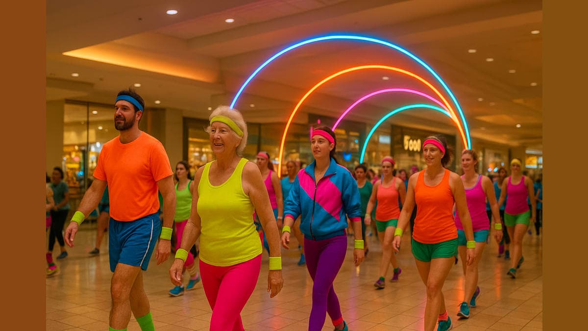 Portland Mall Walkers Turn Exercise Into Neon Performance Art