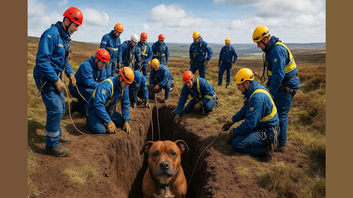 Eighteen Rescuers Save Dog Trapped 21 Feet Underground