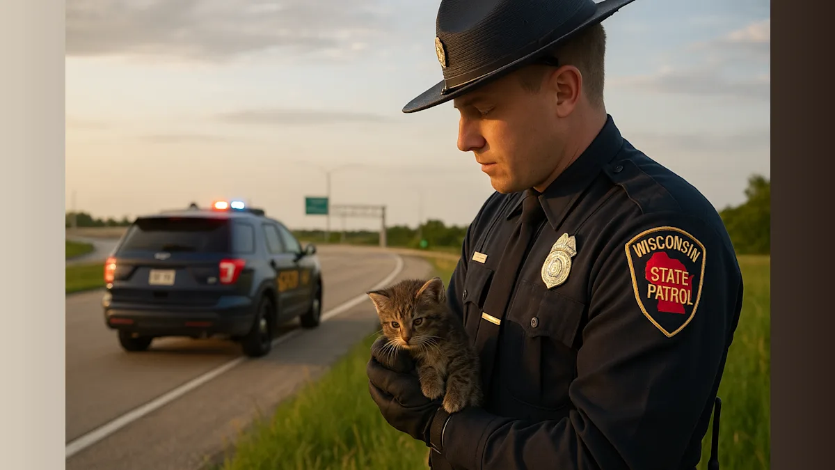 Wisconsin Trooper Adopts Kitten Thrown From Moving Vehicle