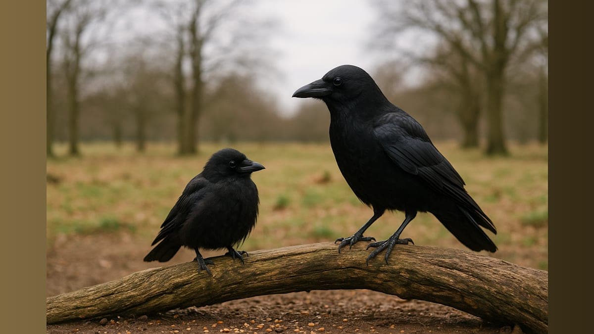 Orphaned Jackdaw Finds Unlikely Mentor in Fellow Crow