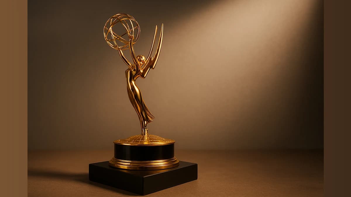 Comedian Meg Stalter Arrives at Emmys Dressed as Trophy