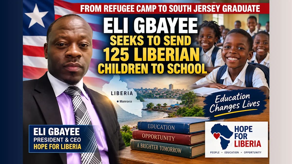 From Refugee Camp to South Jersey Graduate: Eli Gbayee Seeks to Send 125 Liberian Children to School